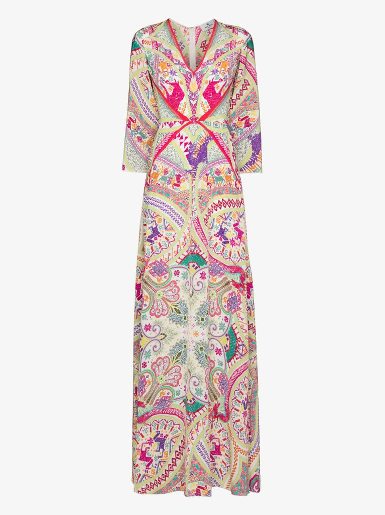 Idra Paisley Print Silk Maxi Dress