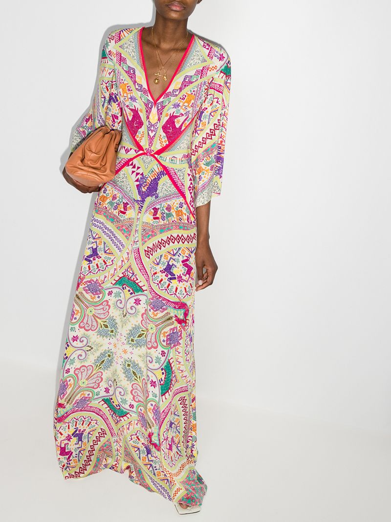 Idra Paisley Print Silk Maxi Dress
