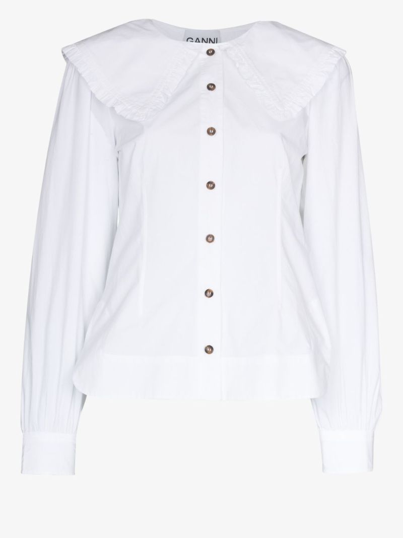 Oversized Collar Organic Cotton Blouse