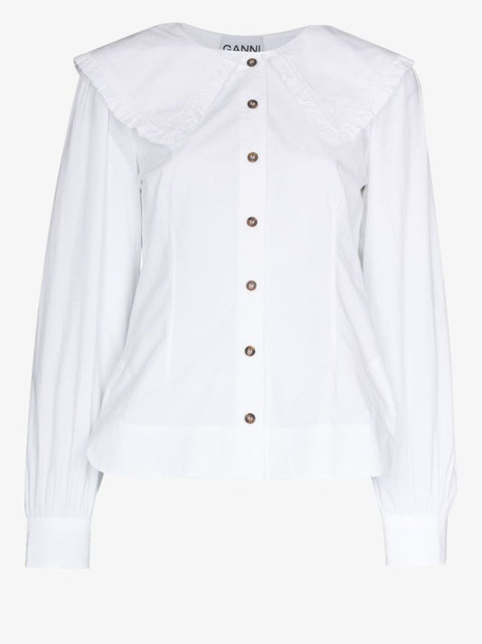 Oversized Collar Organic Cotton Blouse