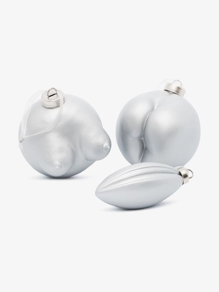 Silver Earthenware Bauble Set