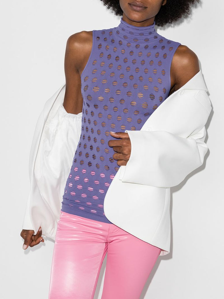 Perforated Turtleneck Top
