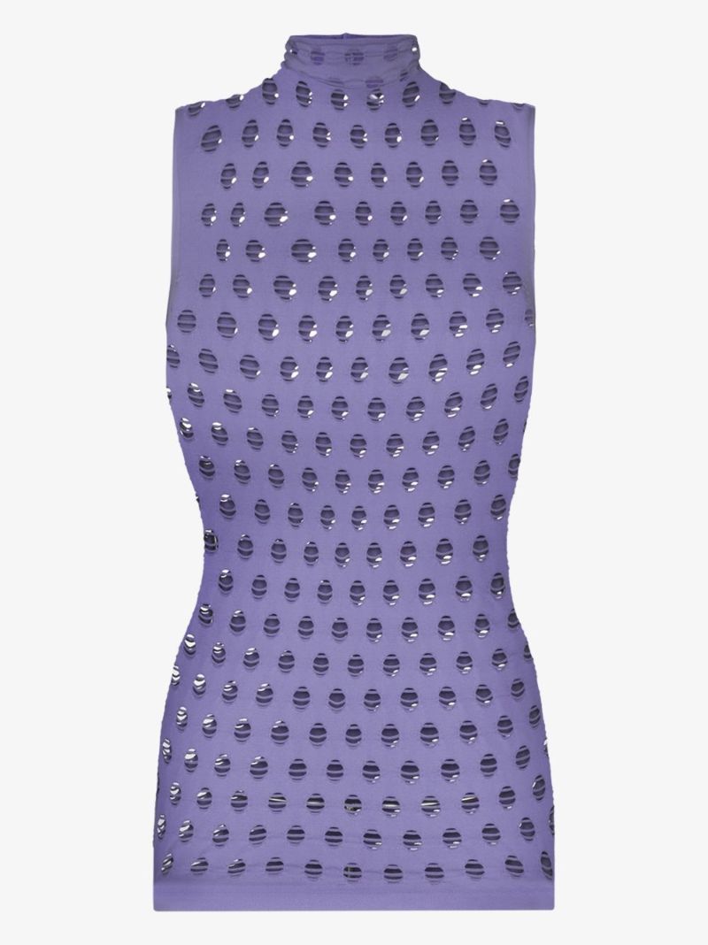 Perforated Turtleneck Top