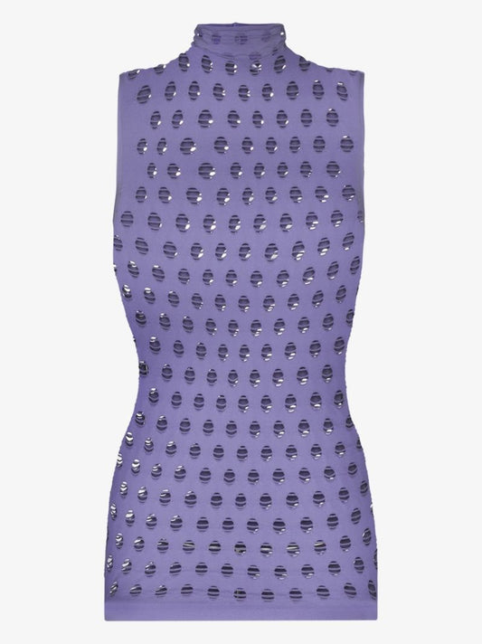 Perforated Turtleneck Top