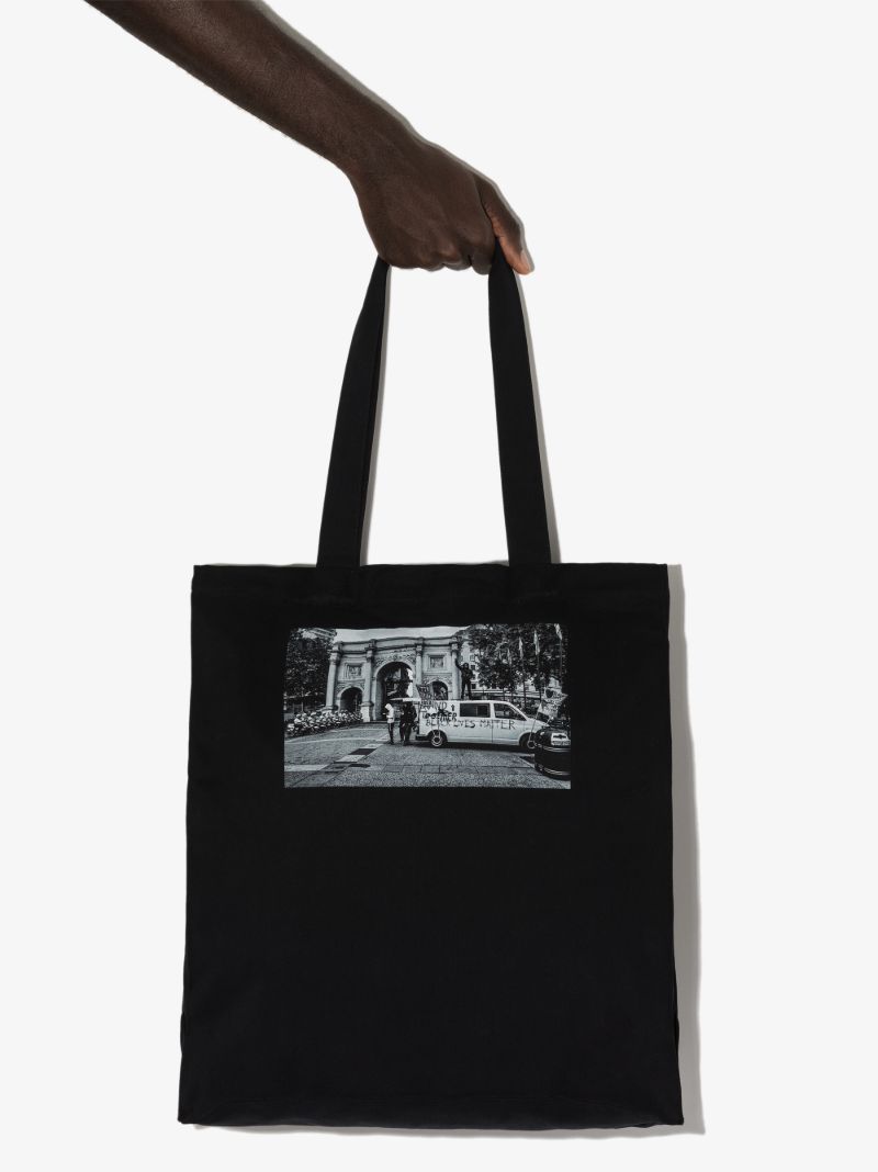 Black Printed Tote Bag