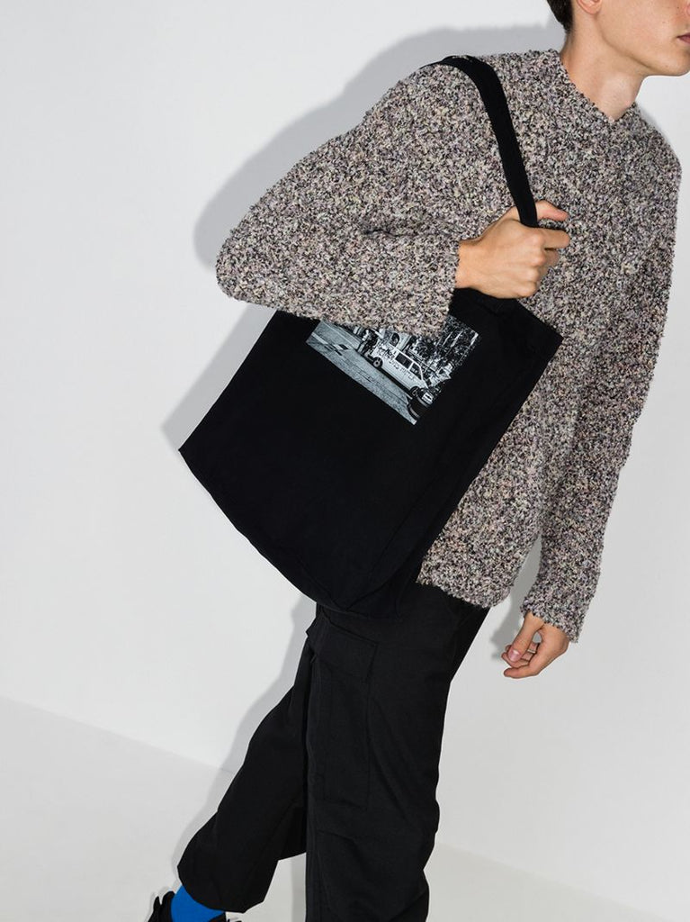 Black Printed Tote Bag