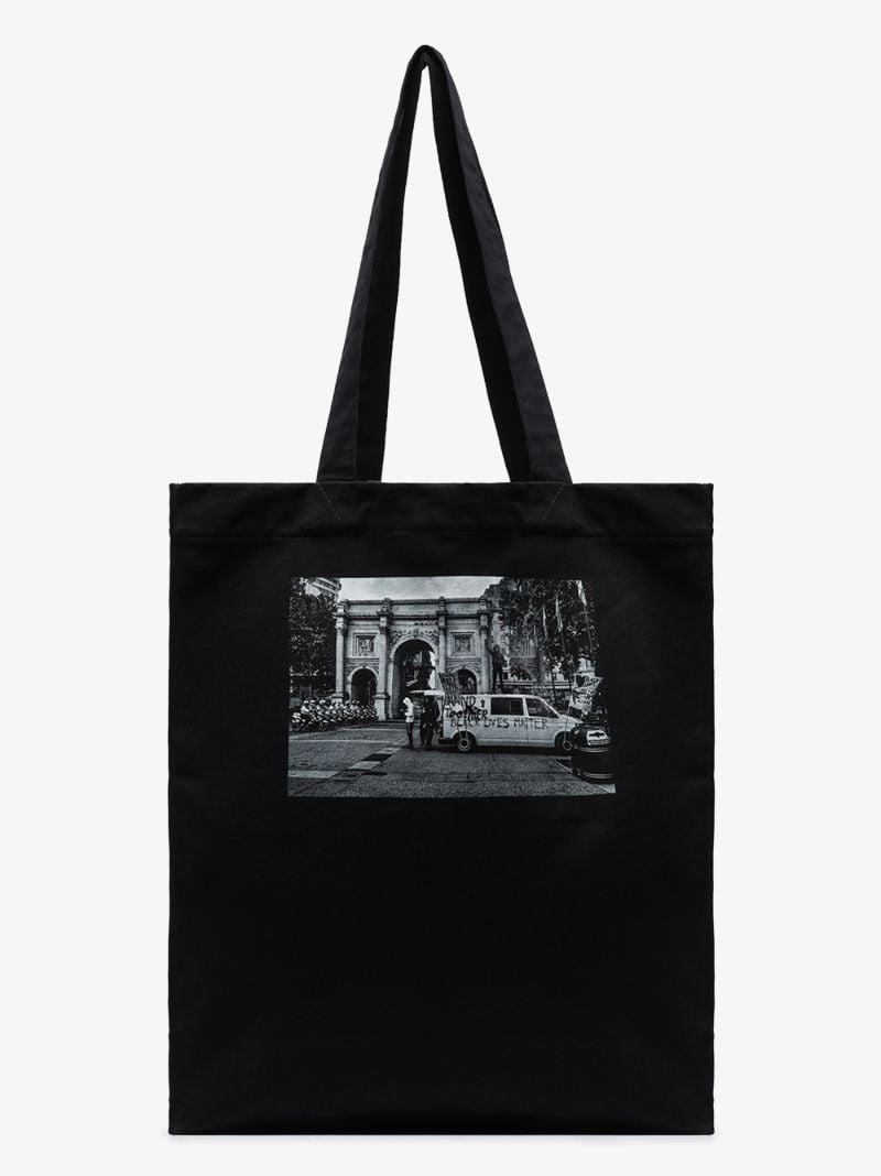 Black Printed Tote Bag