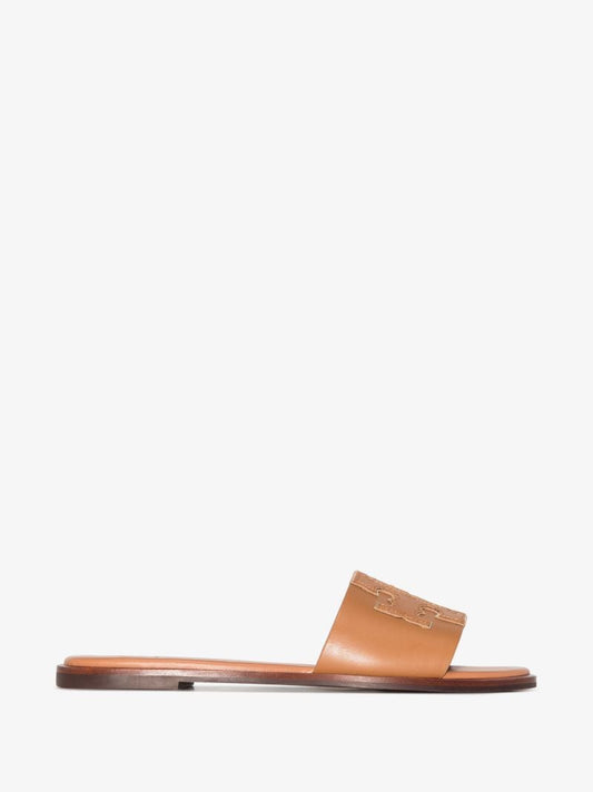 Brown Ines Flat Leather Sandals