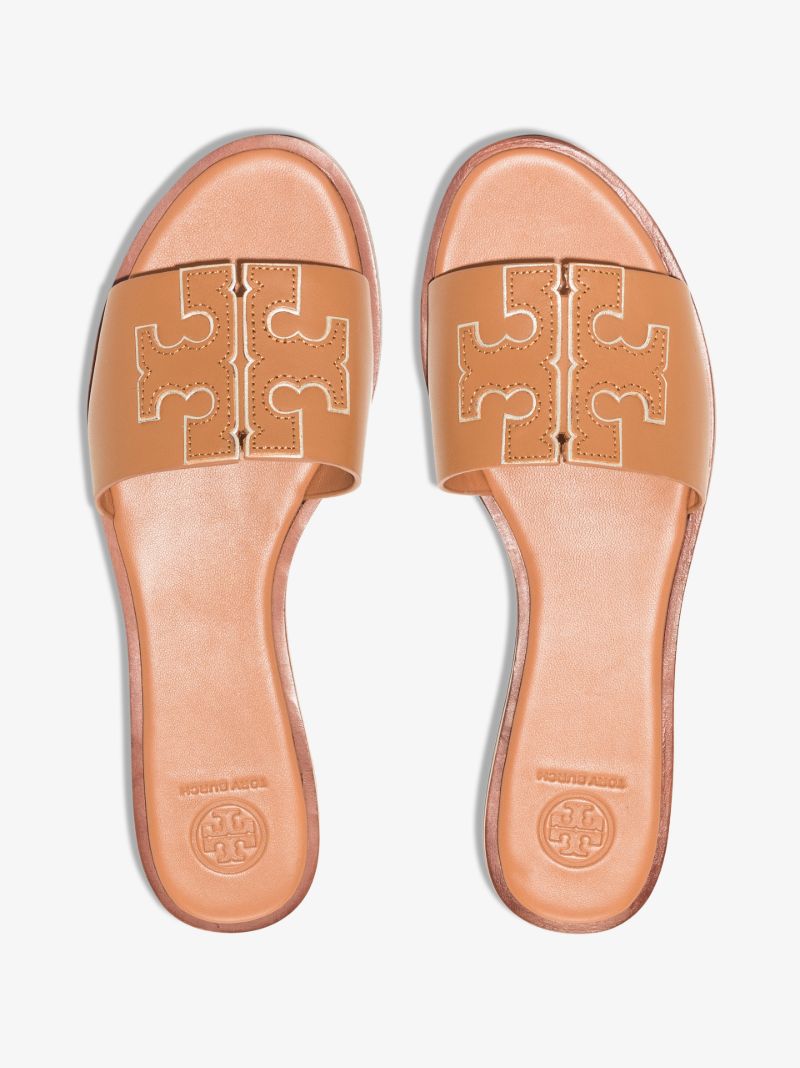 Brown Ines Flat Leather Sandals