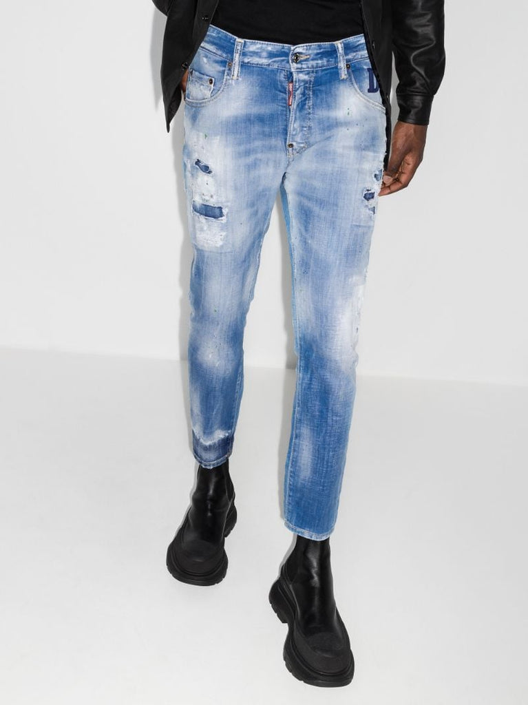 Ripped Straight-leg Jeans