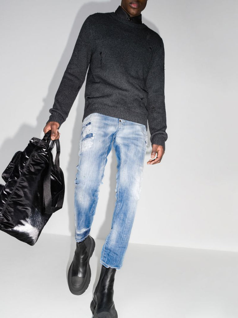 Ripped Straight-leg Jeans