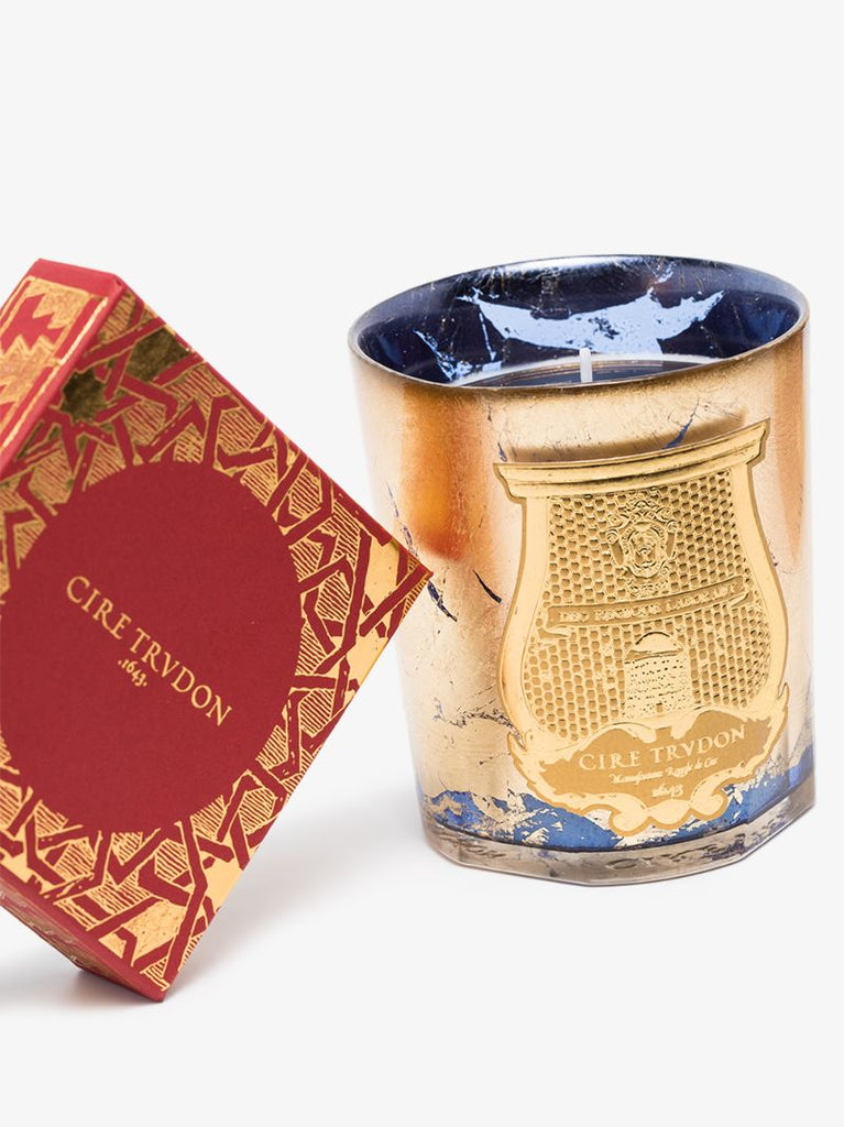 Gold and Blue Fir Candle
