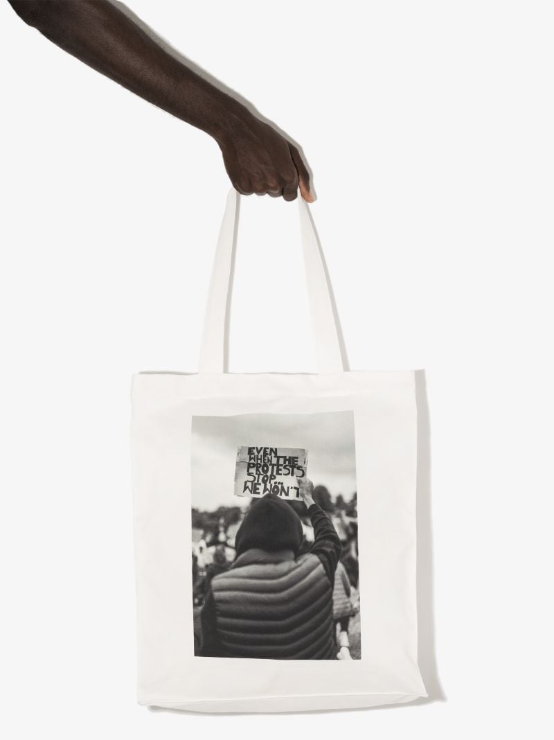 White Printed Tote Bag