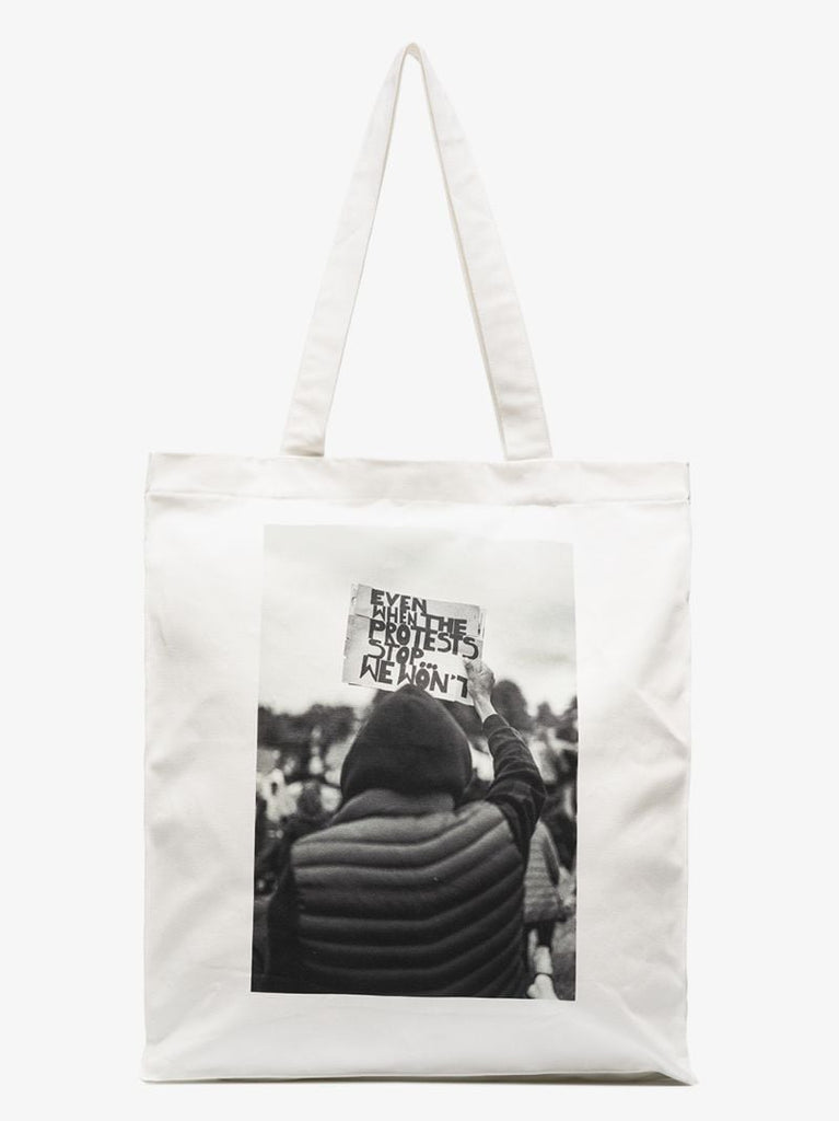 White Printed Tote Bag