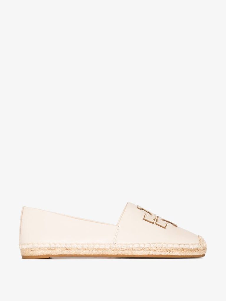Neutral Ines Flat Leather Canvas Espadrilles