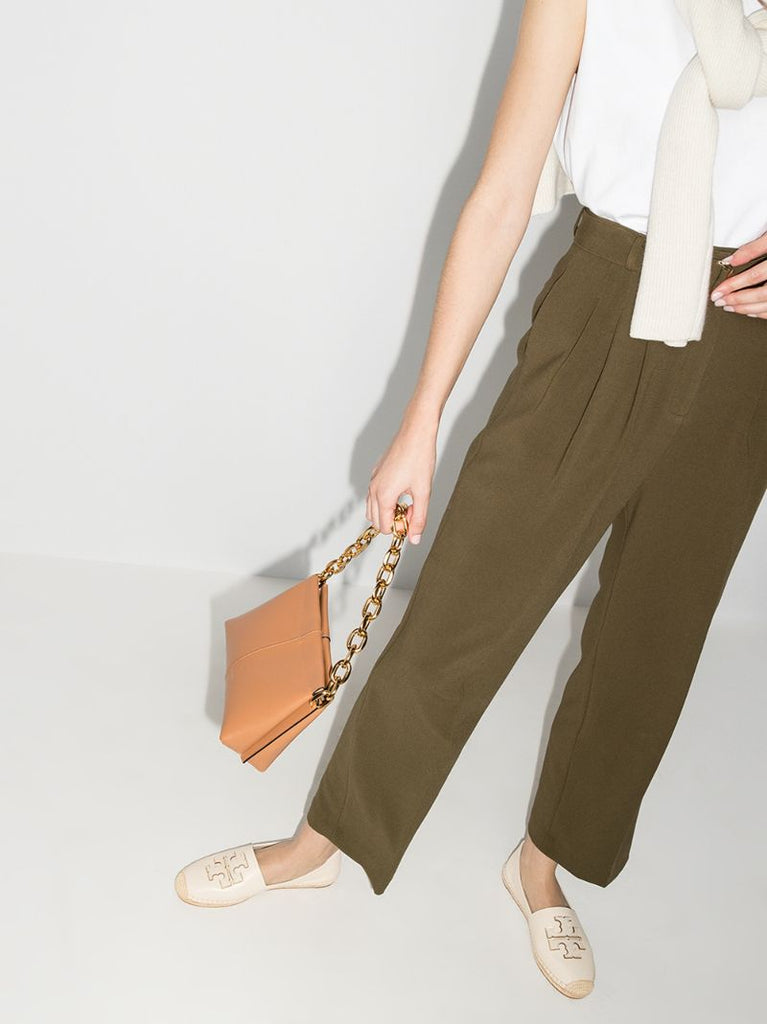 Neutral Ines Flat Leather Canvas Espadrilles
