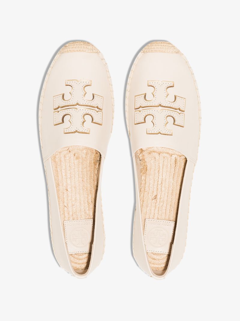 Neutral Ines Flat Leather Canvas Espadrilles