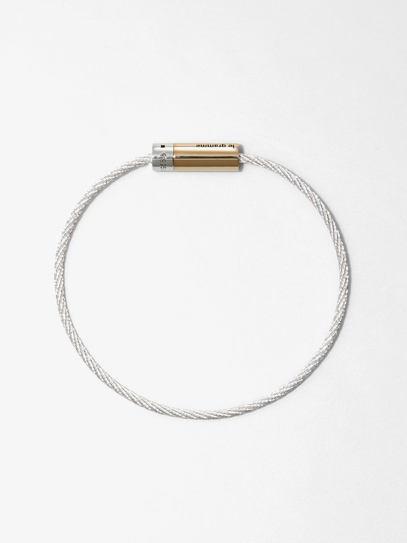 18kt Gold and Silver 9g Polished Bicolor Cable Bracelet