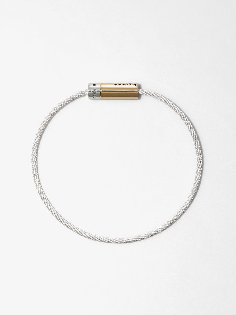 18kt Gold and Silver 9g Polished Bicolor Cable Bracelet