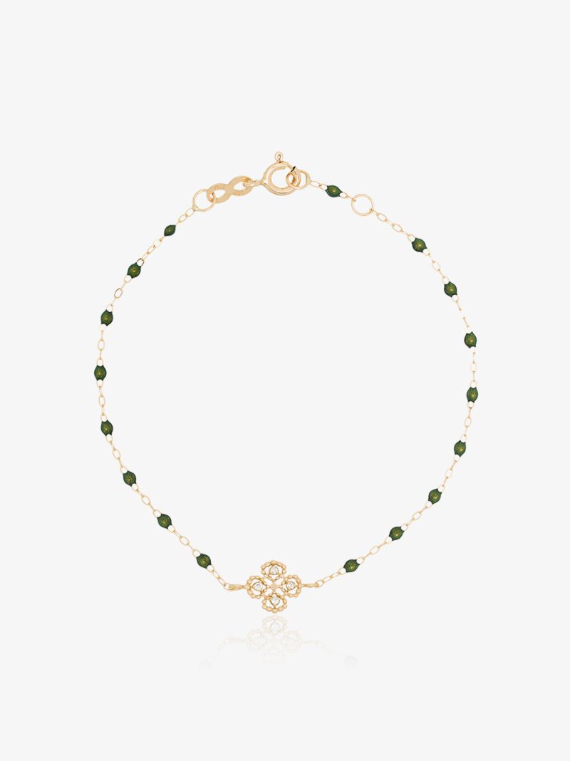 18k Yellow Gold Lucky Clover Classic Gigi 17 Cm Diamond Bracelet