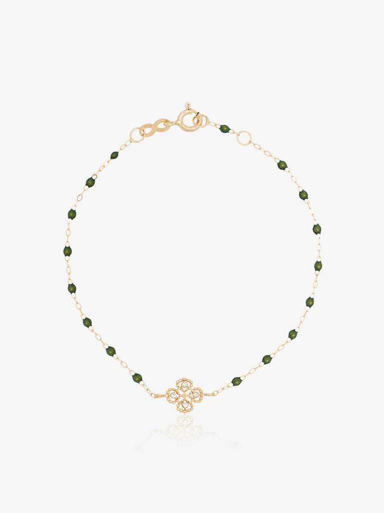 18k Yellow Gold Lucky Clover Classic Gigi 17 Cm Diamond Bracelet