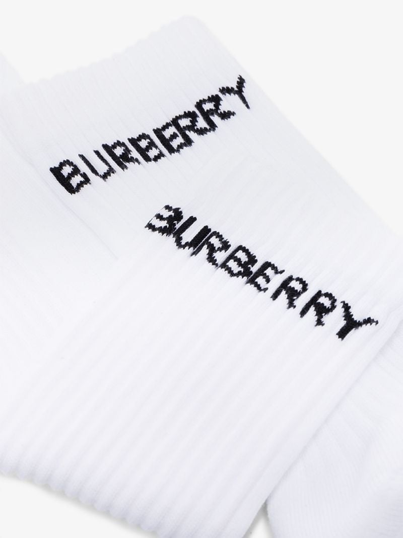White Logo Intarsia Ankle Socks