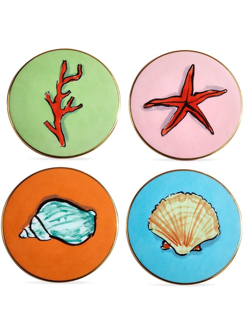 Multicolour Il Viaggio Di Nettuno Porcelain Coaster Set