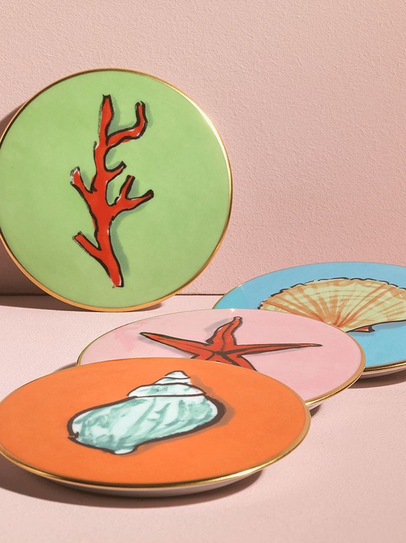 Multicolour Il Viaggio Di Nettuno Porcelain Coaster Set