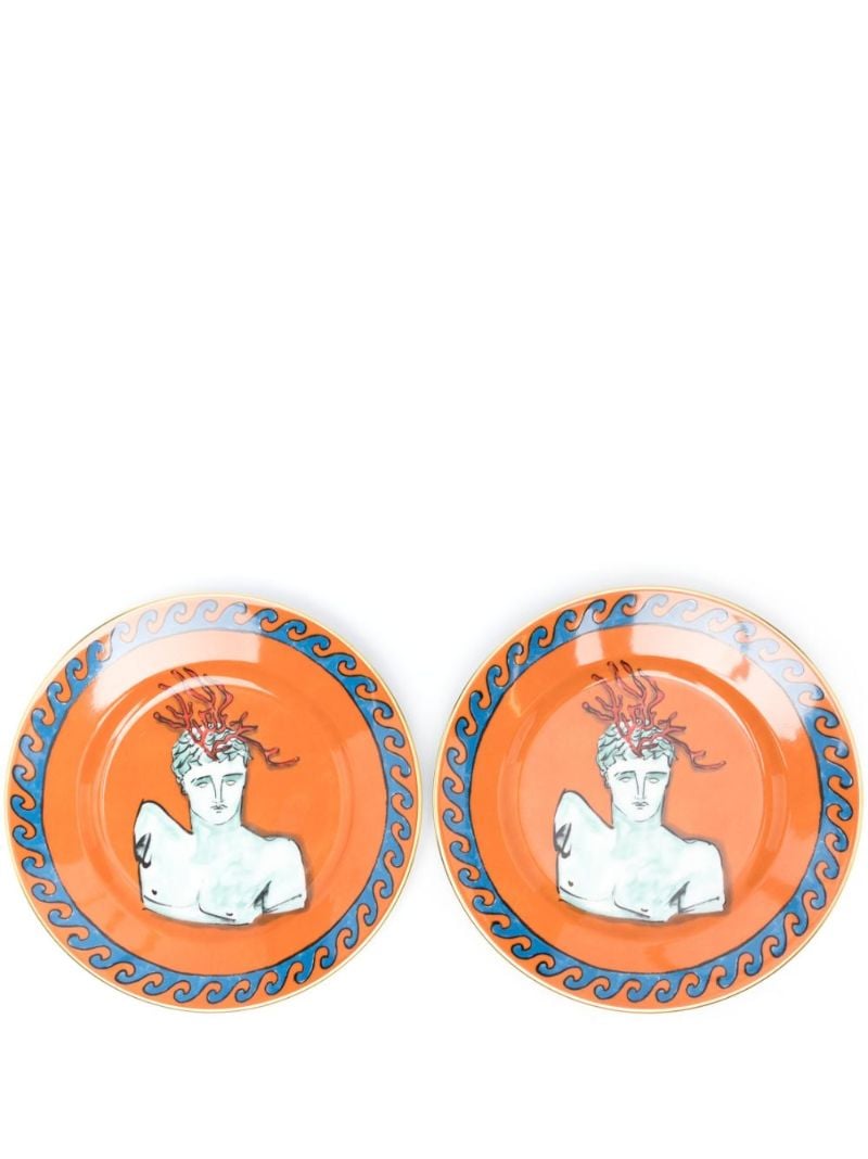 Orange Il Viaggio Di Nettuno Porcelain Dessert Plates Set