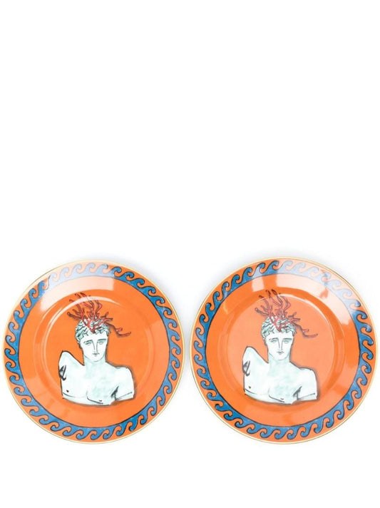 Orange Il Viaggio Di Nettuno Porcelain Dessert Plates Set