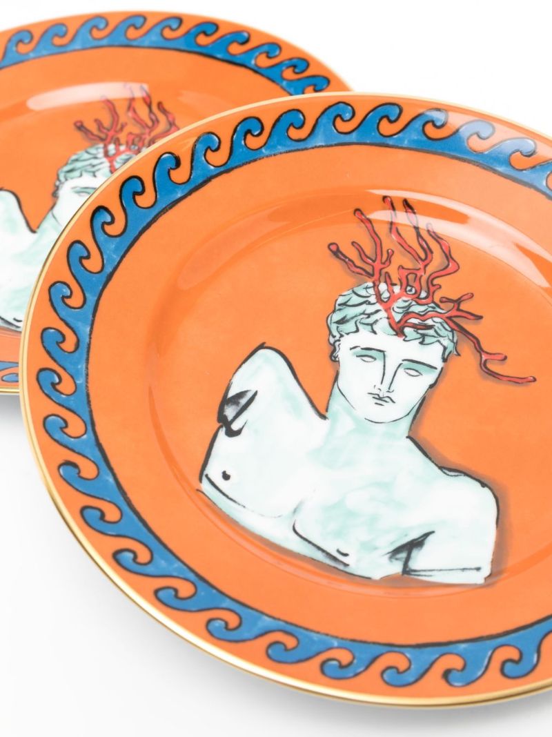 Orange Il Viaggio Di Nettuno Porcelain Dessert Plates Set