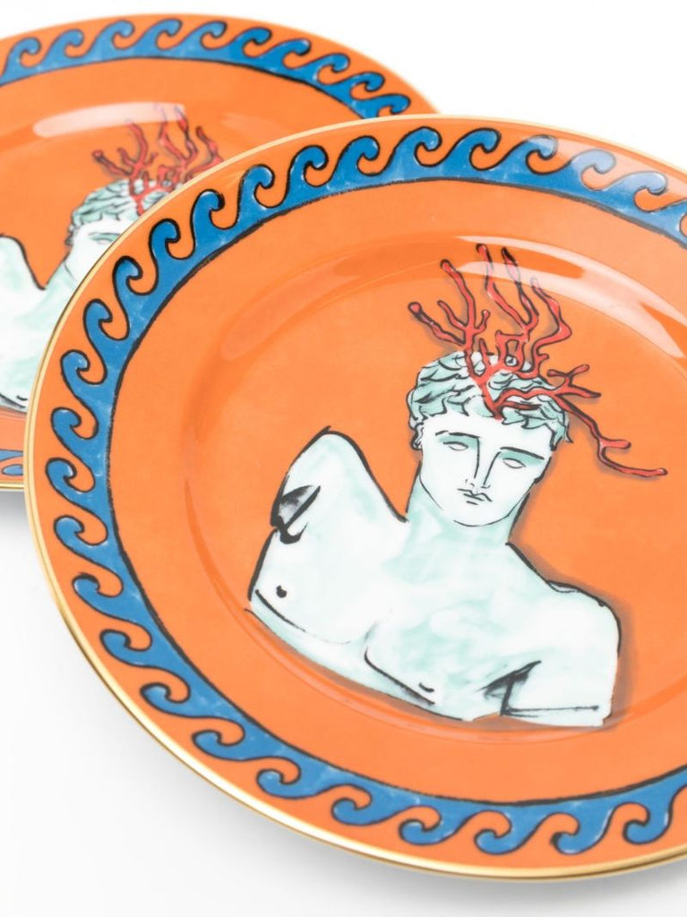 Orange Il Viaggio Di Nettuno Porcelain Dessert Plates Set