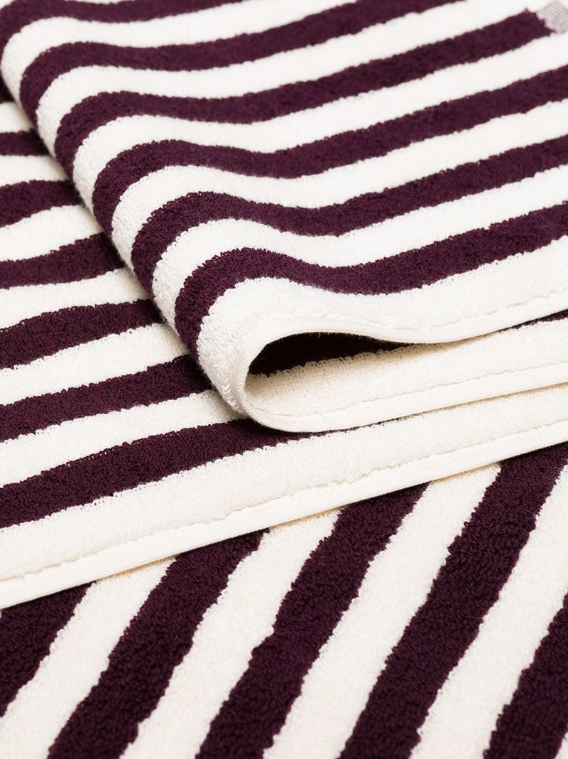 Burgundy Striped Organic Terry Cotton Towel Set