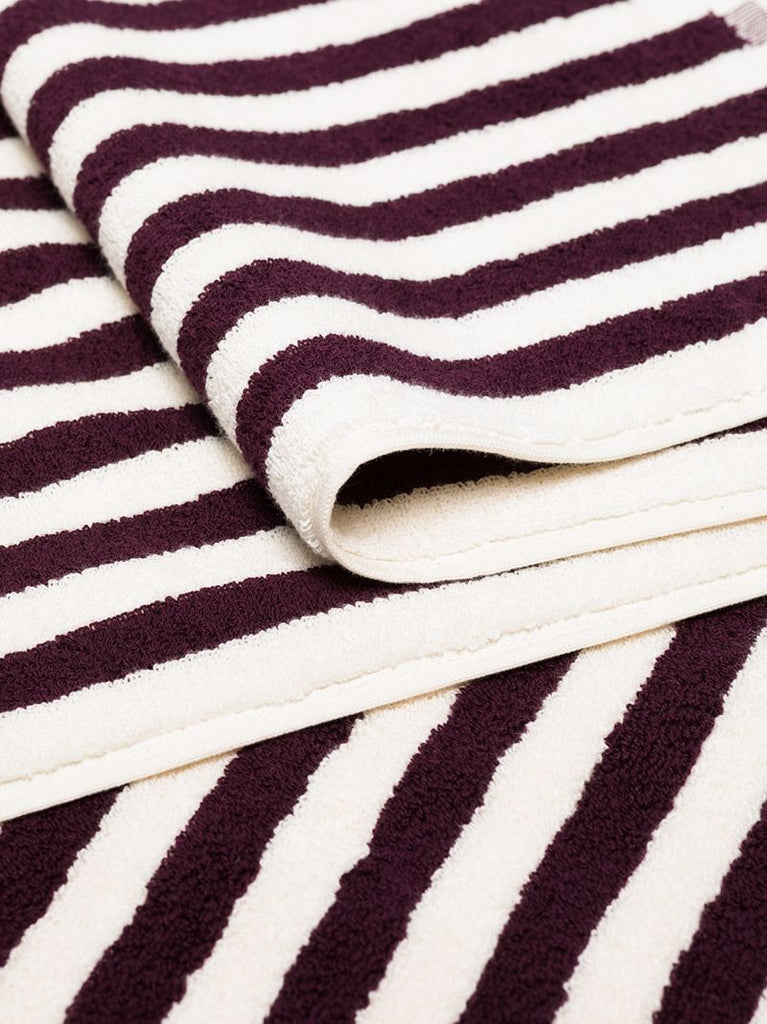 Burgundy Striped Organic Terry Cotton Towel Set