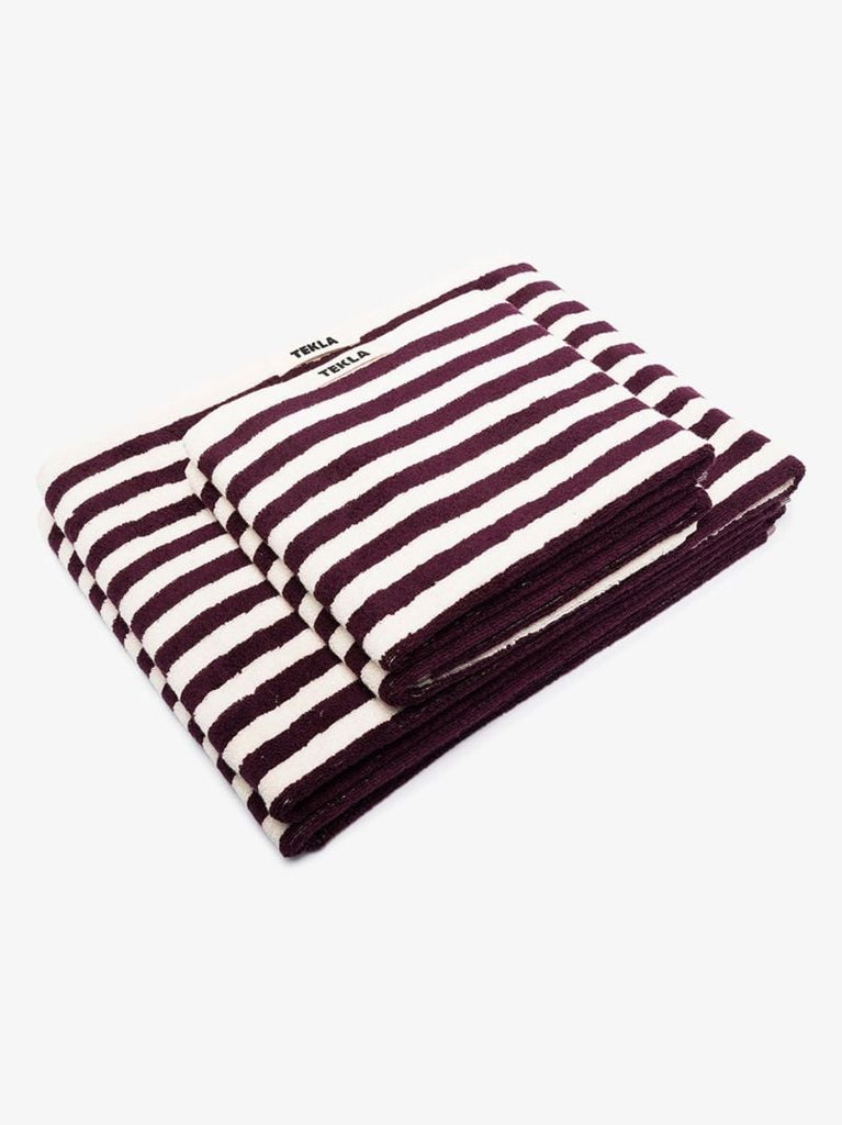 Neutral Striped Organic Terry Cotton Towel Set
