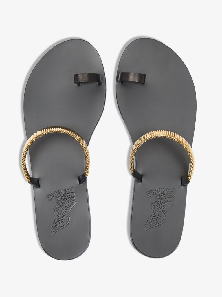 Black Konaki Leather Sandals