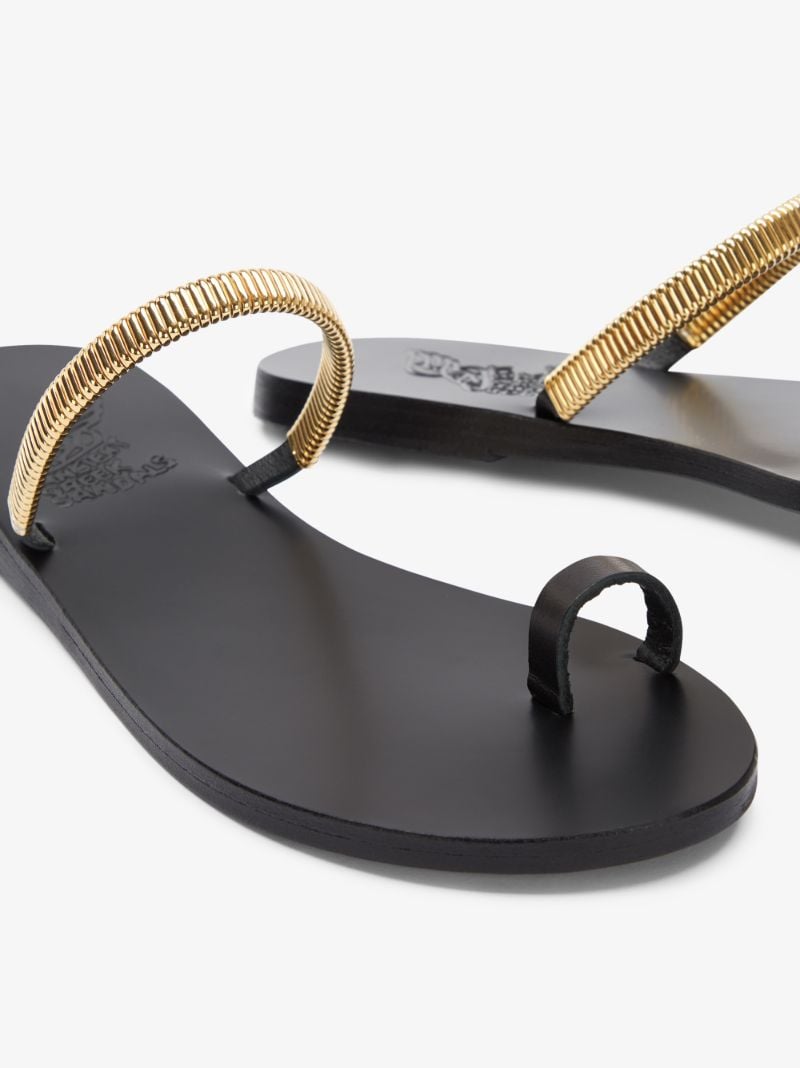 Black Konaki Leather Sandals