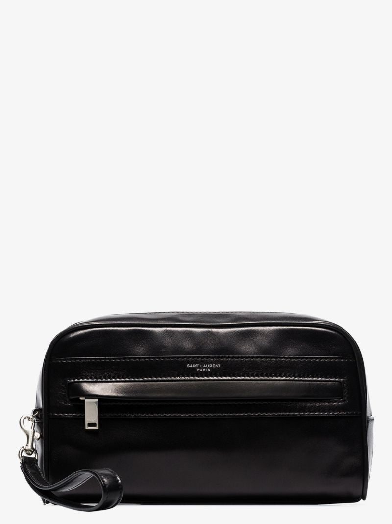 Black Leather Pouch Bag
