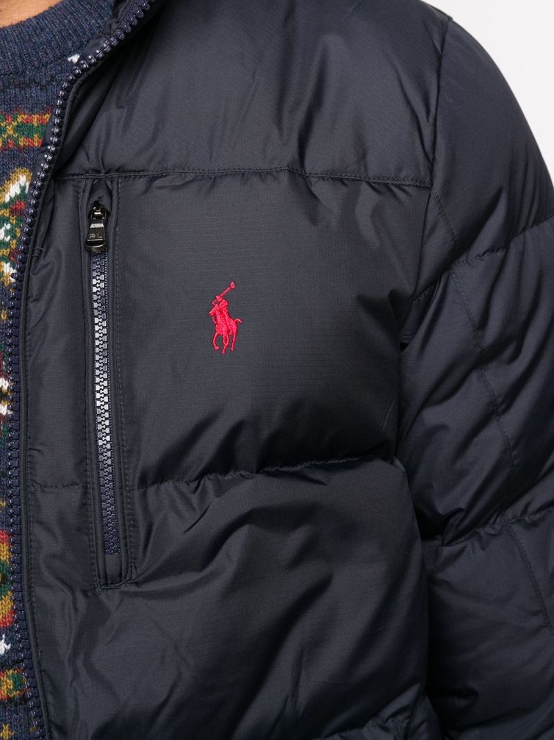 Navy Pony Logo Puffer Jacket