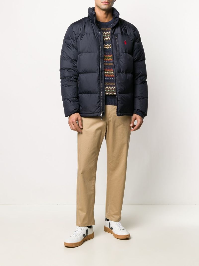 Navy Pony Logo Puffer Jacket