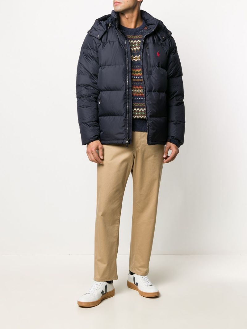 Navy Pony Logo Puffer Jacket