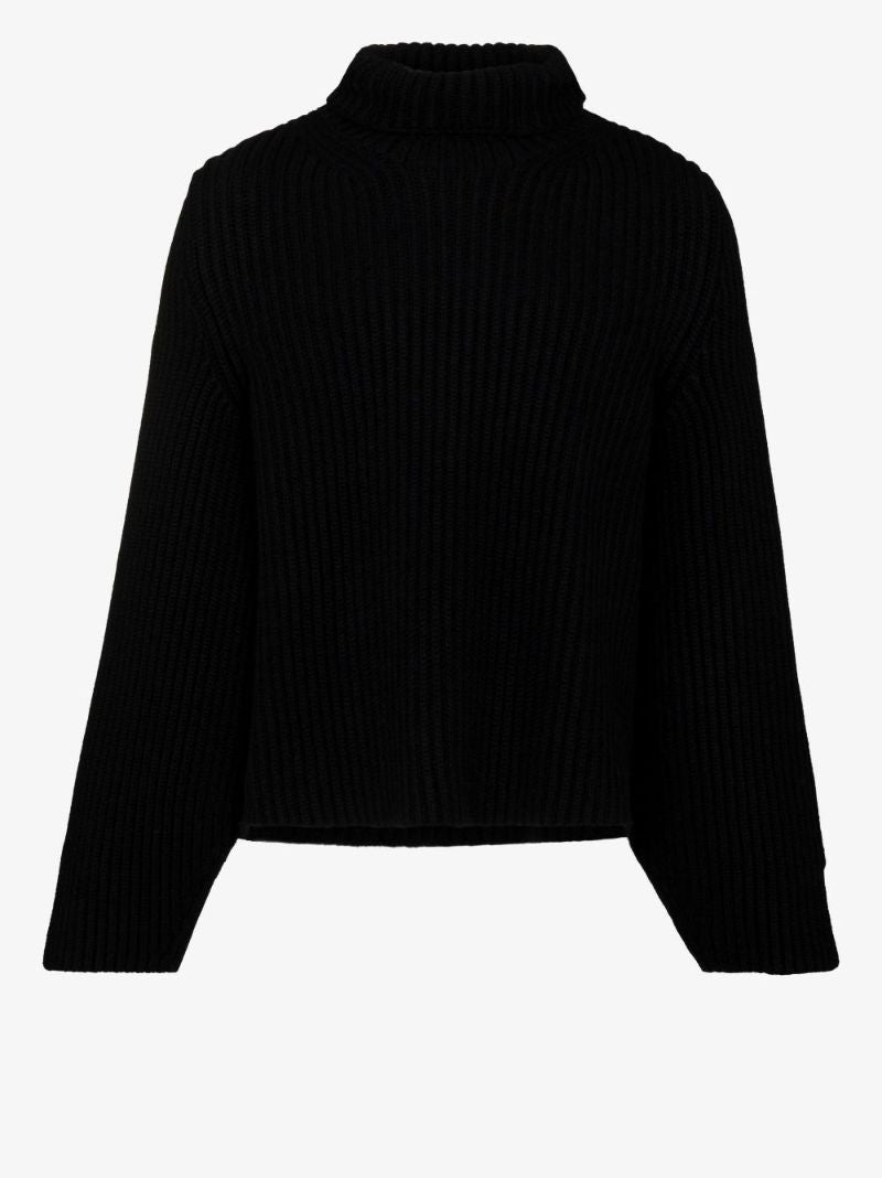 Black Molly Ribbed Knit Cashmere Sweater
