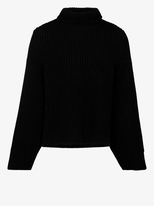 Black Molly Ribbed Knit Cashmere Sweater