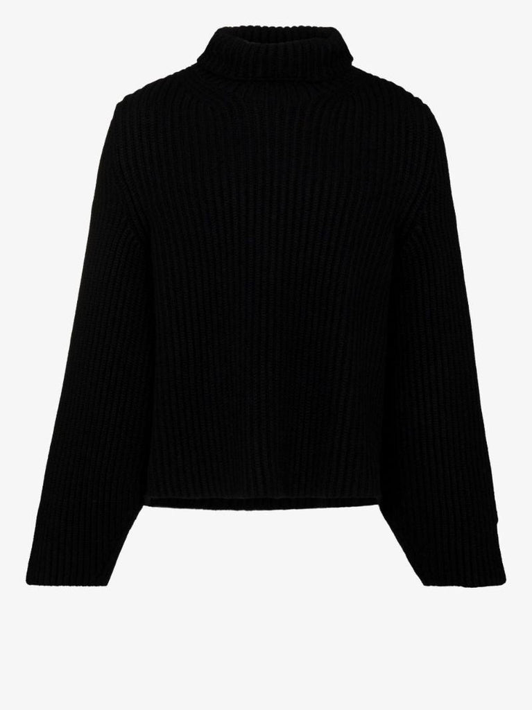 Black Molly Ribbed Knit Cashmere Sweater