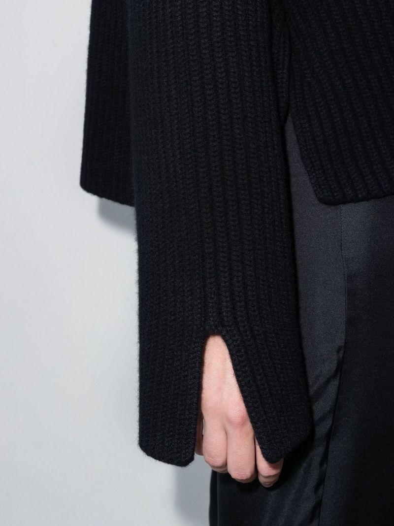 Black Molly Ribbed Knit Cashmere Sweater
