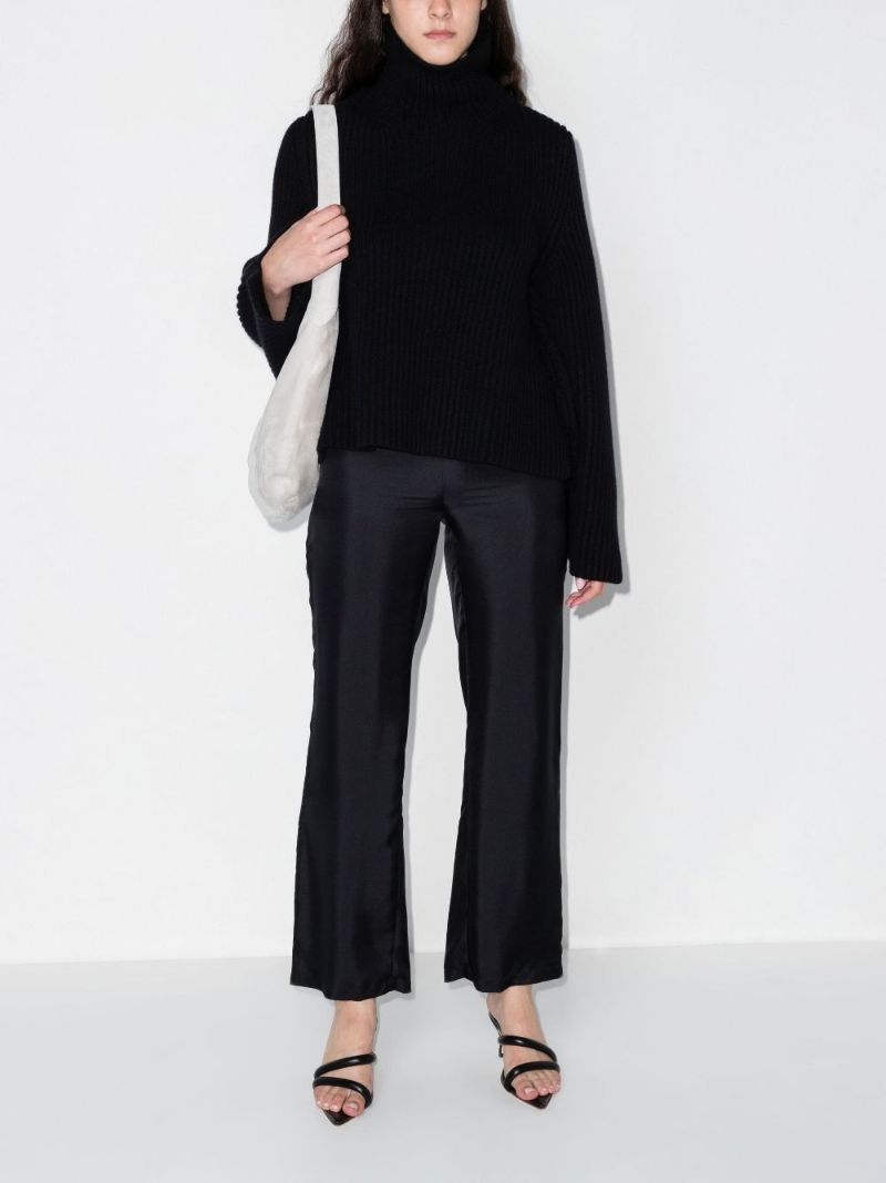 Black Molly Ribbed Knit Cashmere Sweater
