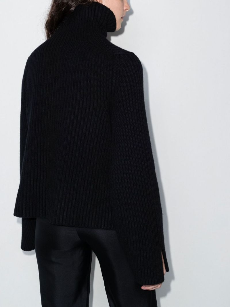 Black Molly Ribbed Knit Cashmere Sweater