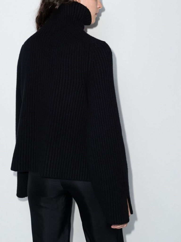 Black Molly Ribbed Knit Cashmere Sweater
