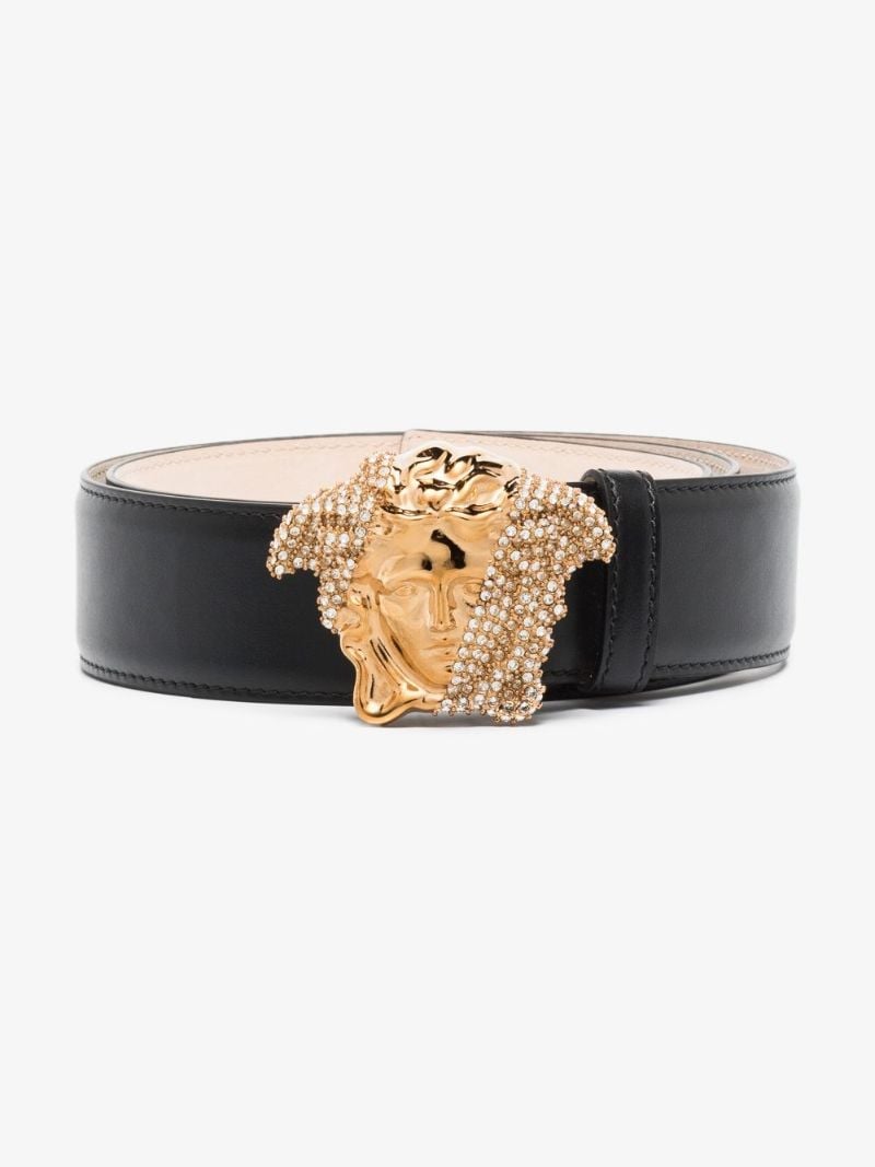 Black La Medusa Crystal Leather Belt