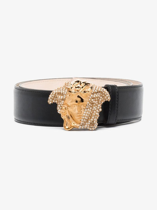 Black La Medusa Crystal Leather Belt